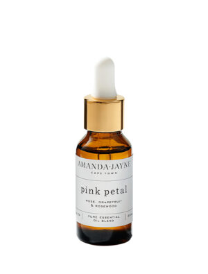 Bottle of pink petal essential oil from Amanda-Jayne